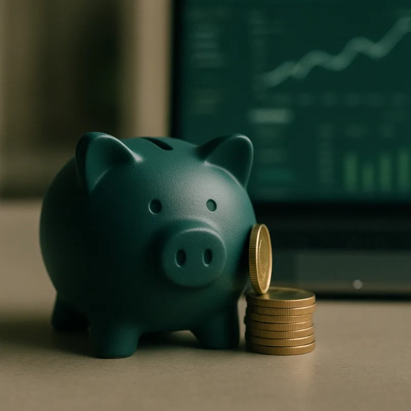 Teal piggy bank with golden coins symbolizing Striveon's smart financial approach to coaching—predictable budgeting, transparent costs, and investment in youth sports development that maximizes coaching impact while keeping expenses manageable for organizations of all sizes.
